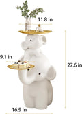 Elephant Side Table, Large Living Room Sculpture, Perfect as Sofa Side Table, Bedroom Nightstand, Coffee Table, Living Room Decor with Two Storage Trays (Double-Tray Elephant)
