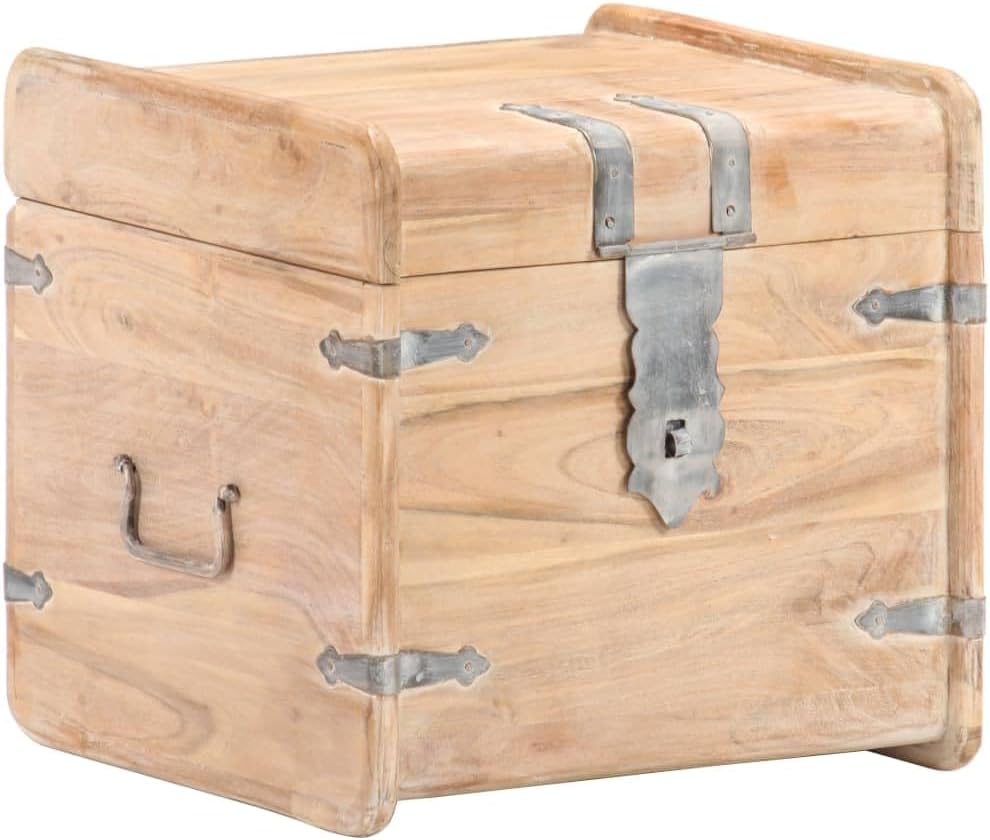 vidaXL White Solid Acacia Wood Chest in White