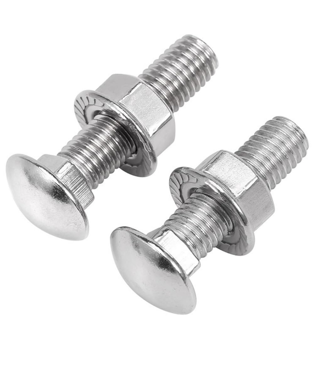 Stainless Steel Carriage Bolts Screws Round Head Square Neck and Hex Flange Nuts,304 Stainless Steel 18-8 Full Thread,M10x30(100sets)