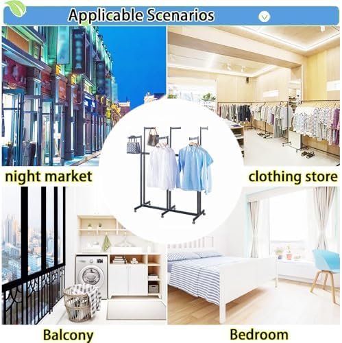 Heavy Duty Metal Garment Rack - Adjustable Way Retail Clothing Display with Shelves for Hanging Clothes (Gold)