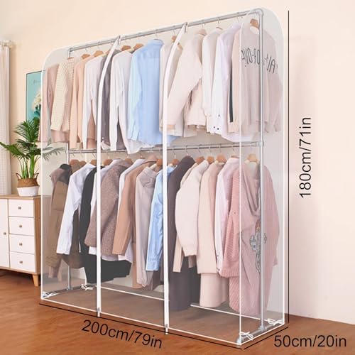 C Garment Bags for Hanging Clothes, Double-Layered Covers with Tie Rope, Perfect for Dry Cleaning, Home Storage, and Travel Protection - 60' Length