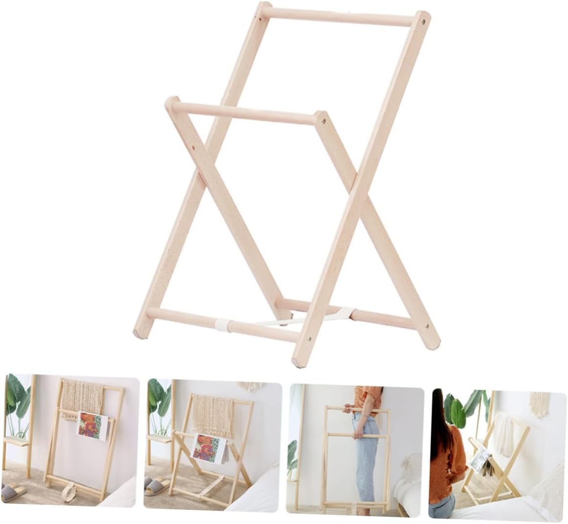 FOMIYES Wood Clothes Storage Rack with Coat Hanging Stand, Solid Wood Freestanding Garment Rack for Bedroom Entryway, Practical Clothes Organizer with Shelf