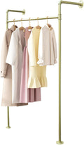 Modern Metal Clothing Display Rack Wall-mounted 47.2 Inches Garment Rack for Hanging Clothes Coats Skirts Shirts, Gold
