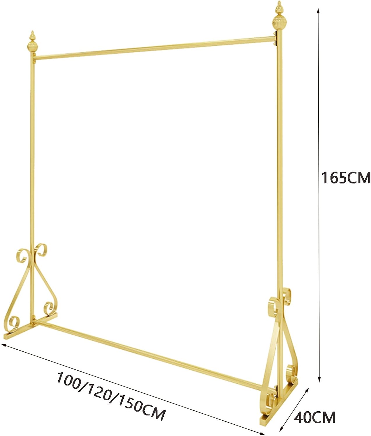 Garment Rack Clothing Rack for Hanging Clothes Gold Metal Clothes Rail for Bedroom Freestanding Single Rod Coat Rack Clothing Store Display Rack(100X40X165CM)