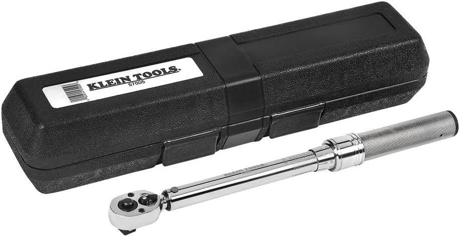 Klein Tools 57005 Torque-Sensing Wrench, 30 to 250-Inch/Pound Range Micro-Adjustable Wrench, Square-Drive Ratchet Head