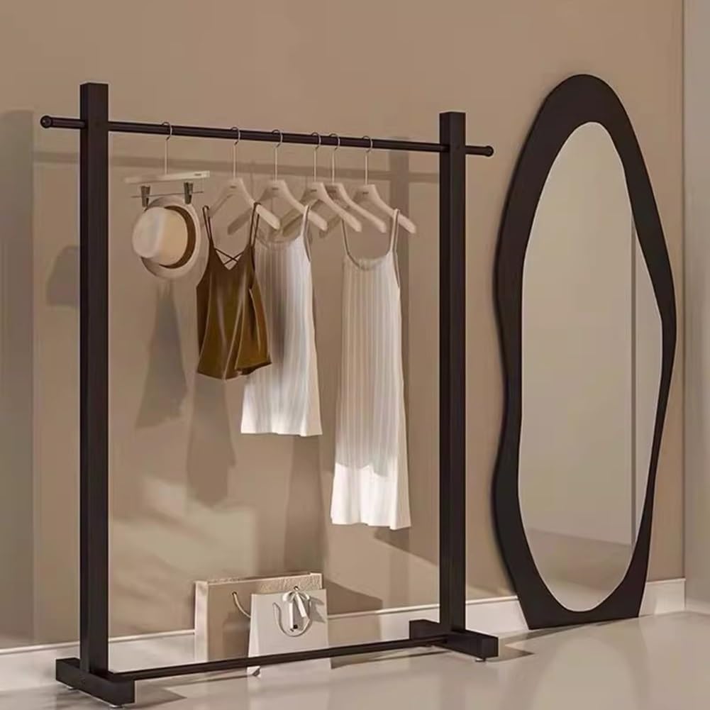 Rygcrud Freestanding Metal Iron Clothing Coat Racks, Heavy Duty Garment Rack - Hanging Clothes Organizer Rail for Display and Storage, Hallway, Entryway(100x40x155cm)