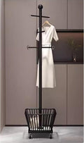 Metal Clothing Rack,Laundry cart with Hanging Rack,Standing Clothes Rack,Rolling Garment Rack,(Black)