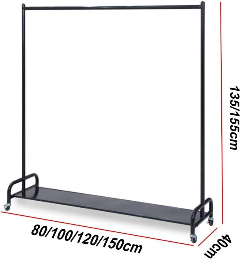 Clothing Rack, Floor Standing Heavy Duty Metal Garment Racks, Clothes Rack Display Stand with Wheels, for Boutique Shops Retail Stores and Home Storage,Black-a-100x40x135cm