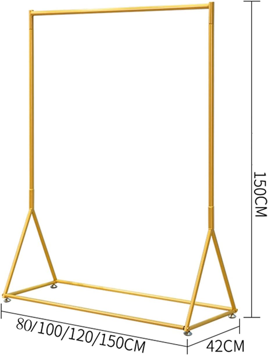 Mlaea Free-Standing Garment Rack, Portable Single-Pole Hanging Rail, Garment Rack for Hanging Clothes, for Bedroom, Clothes Shop, Balcony,Gold, 150cm(Size:80 * 42 * 150CM,Color:Gold)