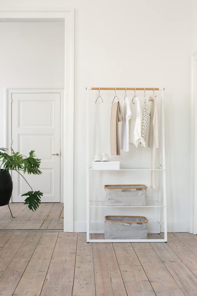 Brabantia - Linn Clothes Rack - Multi-Functional - Space Saver - Adjustable Shelves - Wardrobe Hanging - Drying Rack - Freestanding - Stable - White - Large