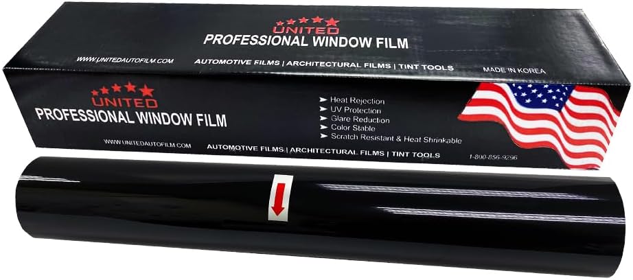 United Professional 1Ply Window Tint Film - 20'x100', 15% VLT, 3 Rolls, Upgraded Dyed PET Film, 1 mil Thickness, 99% UV Block, Deep Shade Privacy Window Tint for Car, Truck, Home– Heat & Glare Control