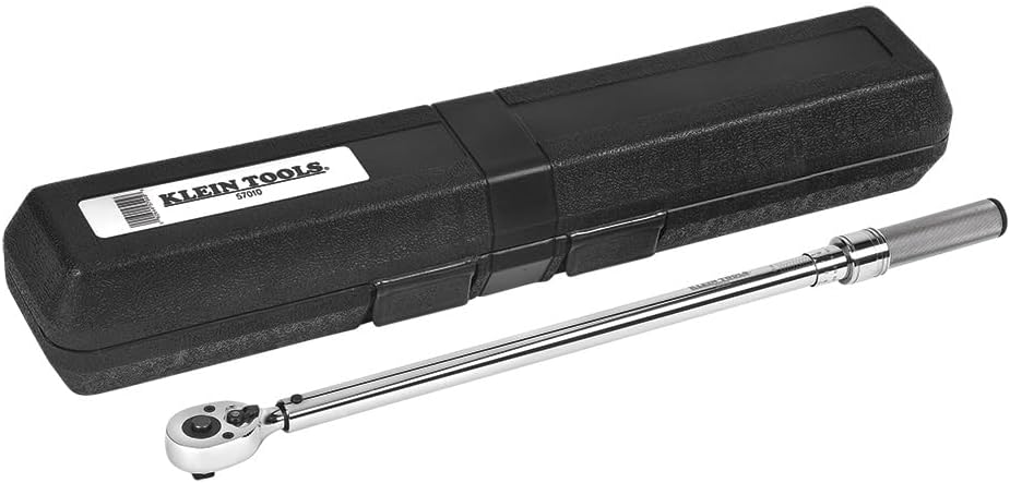 Klein Tools 57010 1/2-Inch Square Drive Torque Wrench, Micro-Adjustable Ratchet Head, 30 to 250-Foot-Pound
