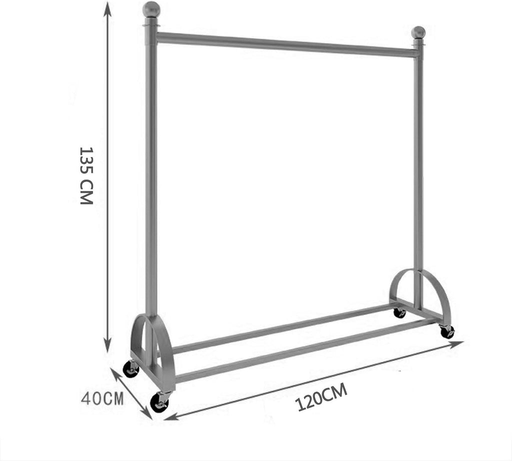 Metal Coat Rack Freestanding Thickened High Load-Bearing Portable Clothes Rack on Wheels Standing Coat Rack Garment Racks for Hanging Clothes Heavy Duty (Color : Gold, Size : 120 * 40 * 135CM)