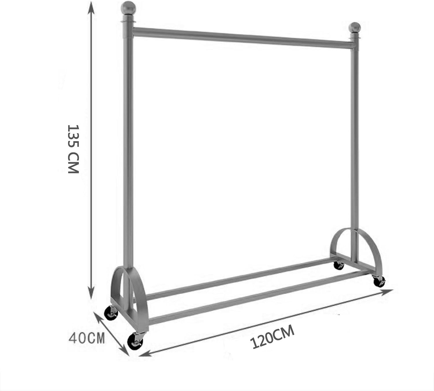 Metal Coat Rack Freestanding Thickened High Load-Bearing Portable Clothes Rack on Wheels Standing Coat Rack Garment Racks for Hanging Clothes Heavy Duty (Color : Gold, Size : 120 * 40 * 135CM)