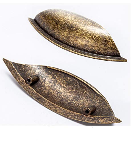 64mm Antique Brass Drawer Cabinet Pull Knob 2.5' Bronze Dresser Cupboard Door Pull Retro Furniture Shell Cup Handle Pull