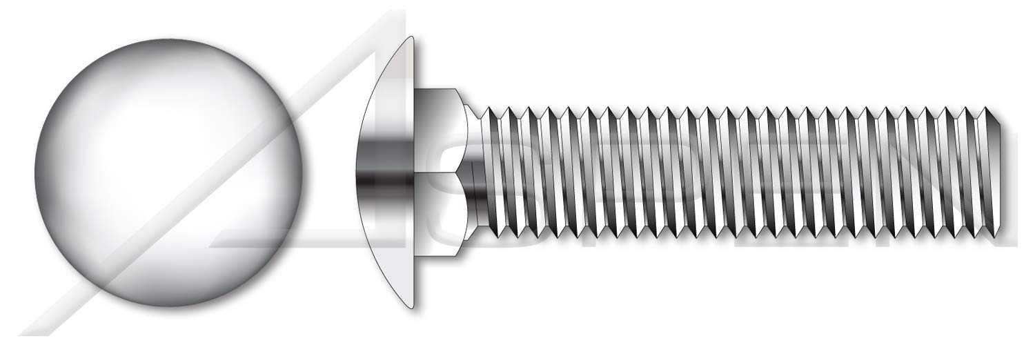 (100 pcs) M8-1.25 X 90mm, DIN 603 / ISO 8677, Metric, Carriage Bolts, Round Head, Square Neck, Full Thread, A4 Stainless Steel