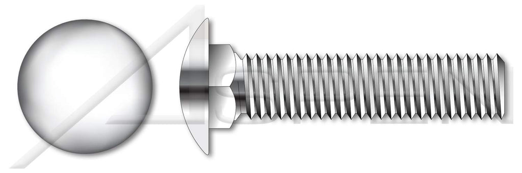 (150 pcs) M8-1.25 X 110mm, DIN 603 / ISO 8677, Metric, Carriage Bolts, Round Head, Square Neck, Full Thread, A2 Stainless Steel