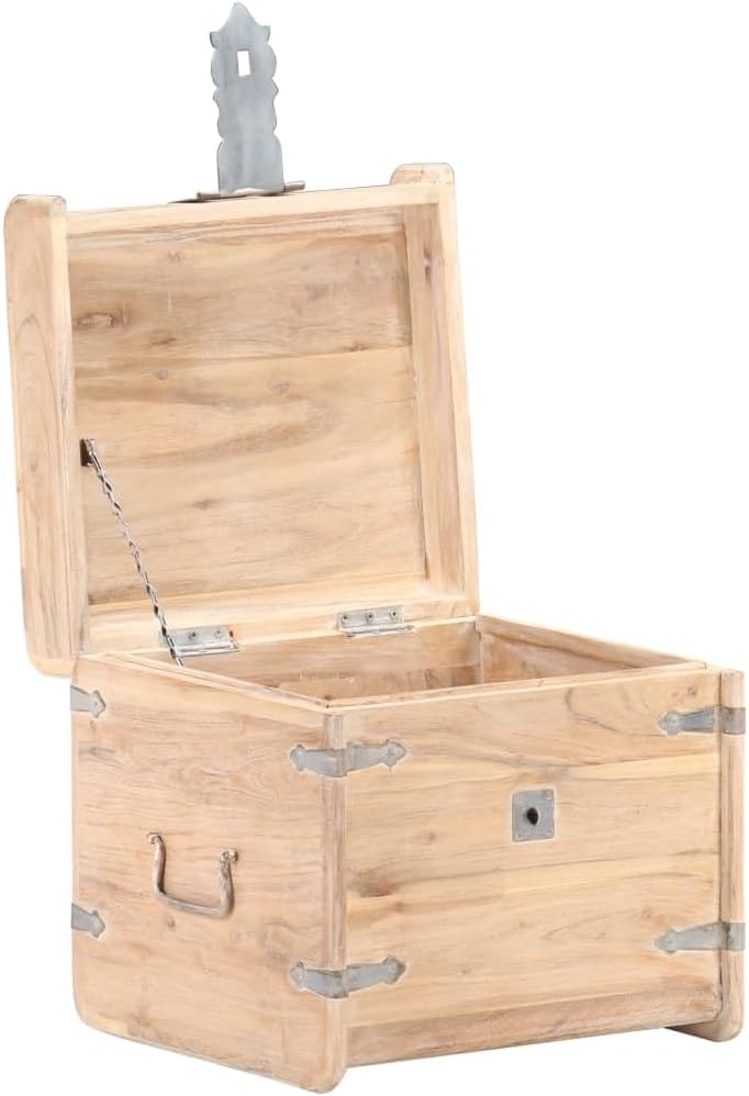 vidaXL White Solid Acacia Wood Chest in White