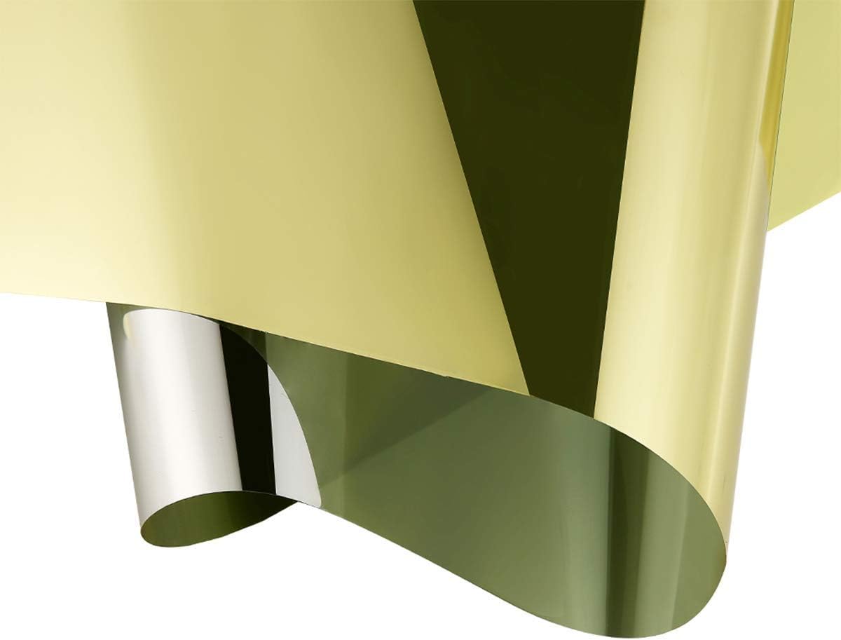 Reflective Privacy Window Film One Way Mirror Film Self-Adhesive Heat Control Window Tint Vinyl Sun Blocking for Glass See Out not in, 60Inch x 33Feet, Gold Silver