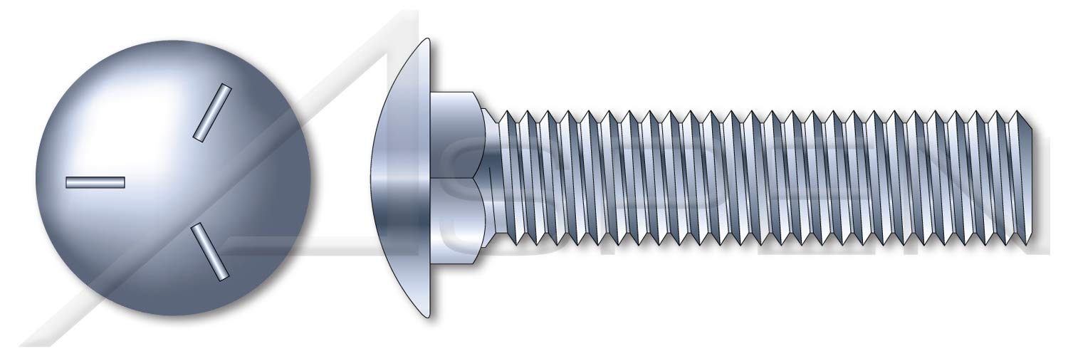 (2500 pcs) 5/16'-18 X 5/8', Carriage Bolts, Round Head, Square Neck, Full Thread, Grade 5 Steel, Zinc