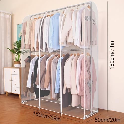 C Garment Bags for Hanging Clothes, Double-Layer Covers with Tie Rope, Ideal for Dry Cleaning, Travel, and Home Storage - Durable, Breathable, and Lightweight Protection
