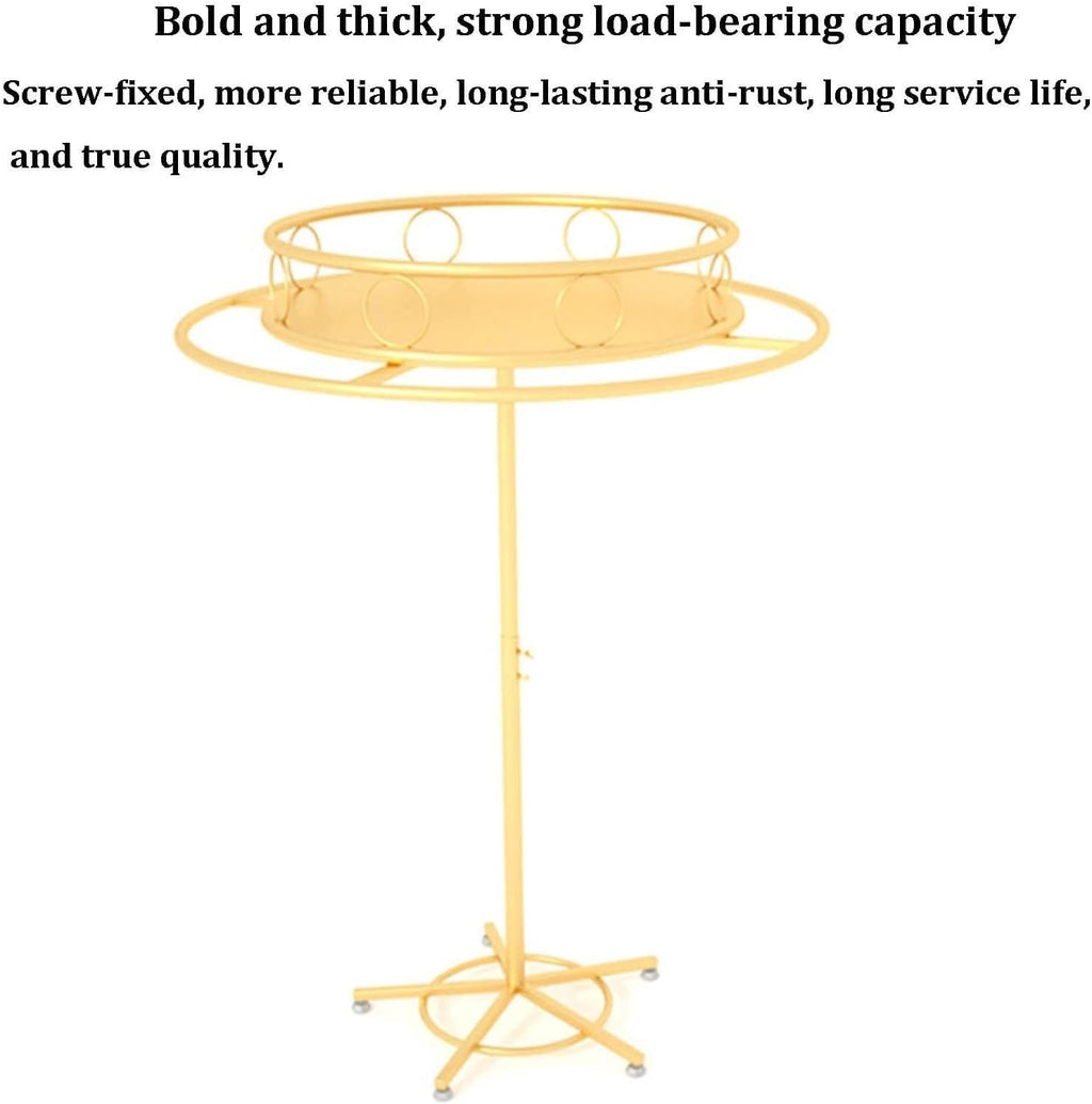 Coat Hanger - Floor-Standing Rotating Clothing Rack, Commercial Grade Clothes Display Rack, Contemporary Boutique Round Hanging Metal Garment Racks, For Hanging Clothes Retail(Gold,27.5inch)