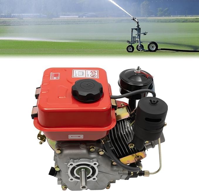 4-Stroke Diesel Engine,3HP Single Cylinder Diesel Engine with Air Cooling Recoil Starter System Diesel Engine Diesel Motor for Micro-Tiller, Irrigation Machine (4-Stroke 3HP Red)