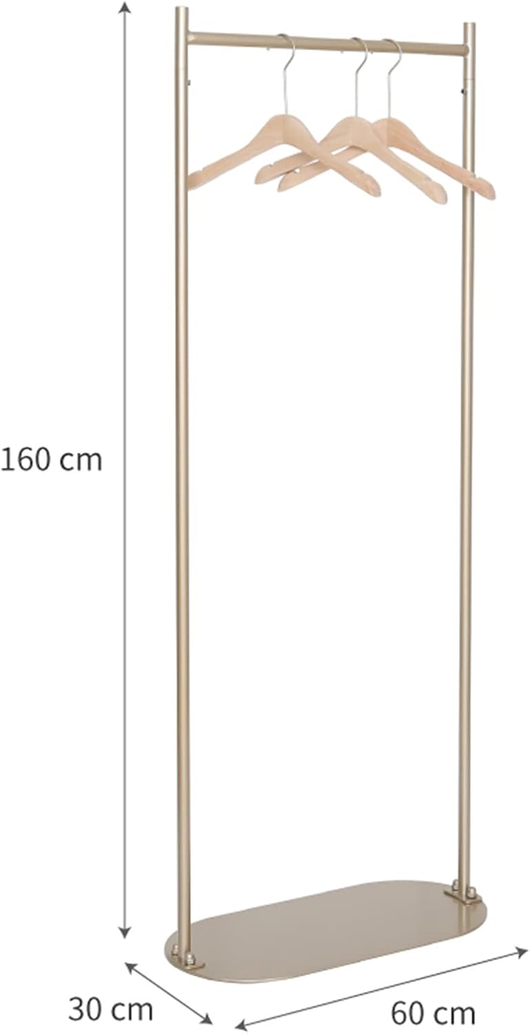 Garment Rack Freestanding Coat Rack with Shoe Rack Heavy Duty Metal Garment Rack for Hanging Clothes Bedroom Living Room Clothes Organizing Space Saving Clothing Rack,Gold,60x30x160CM