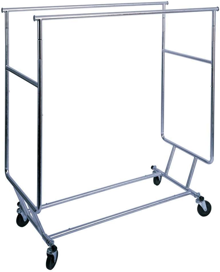 Econoco Double Arm Garment Rack, 55 Inch High x 48 Inch Wide Clothing Display Rack, Heavy Duty Commercial Grade, Chrome