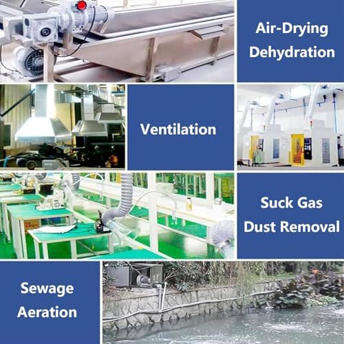 Industrial Vortex Ring Blower, Regenerative Air Blower with Dust Filter & Aluminum Impeller, 120W-1100W, 2980RPM, Max Air Volume 210m³/H, Perfect for Aquaculture 370W/0.5HP