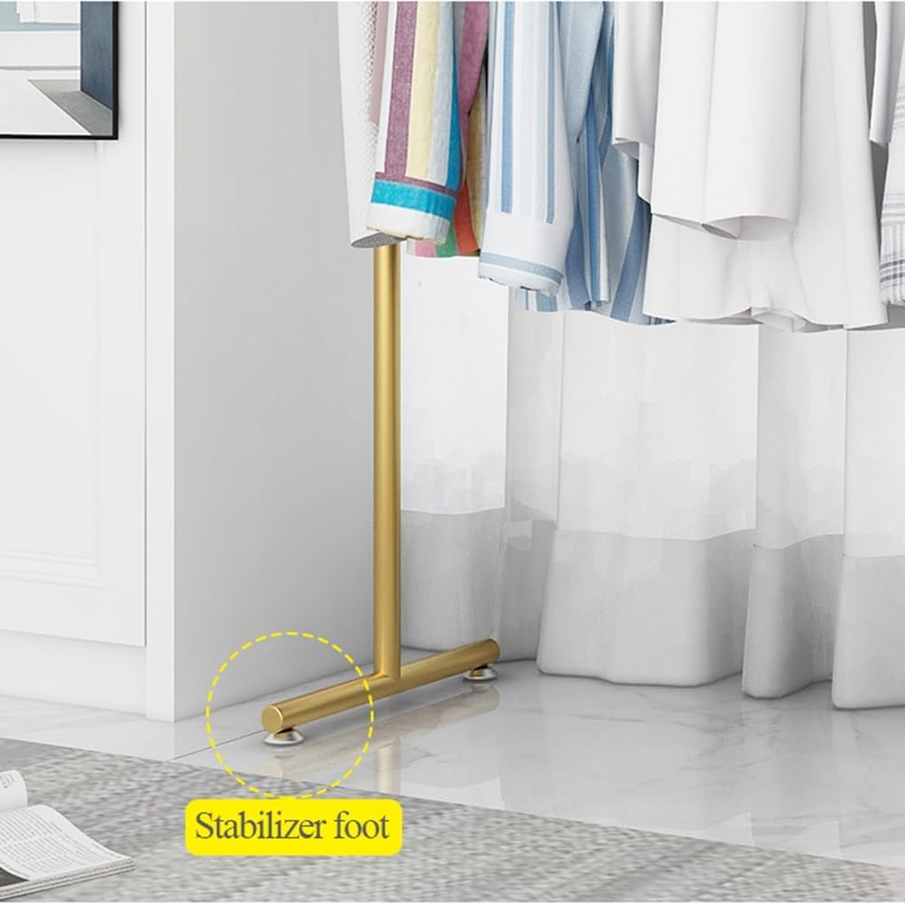 Metal Clothes Rail with Top Bar, Clothing Garment Rack for Hanging Clothes, Clothes Organizer for Bedroom, Laundry Room, Stable Feet, Load Capacity 176lbs (Color : Gold, Size : 80x40x150cm)