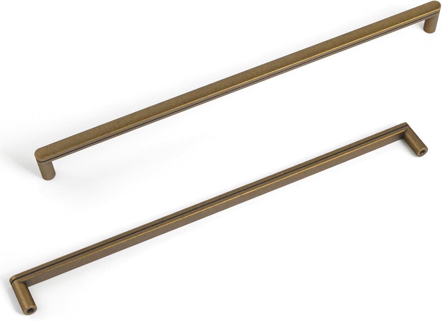 Goo-Ki 6 Pack 12 5/8 Inch Antique Brass Cabinet Pull Handle – Decorative Grooved Texture & Non-Slip Grip for Farmhouse/Industrial Cabinetry