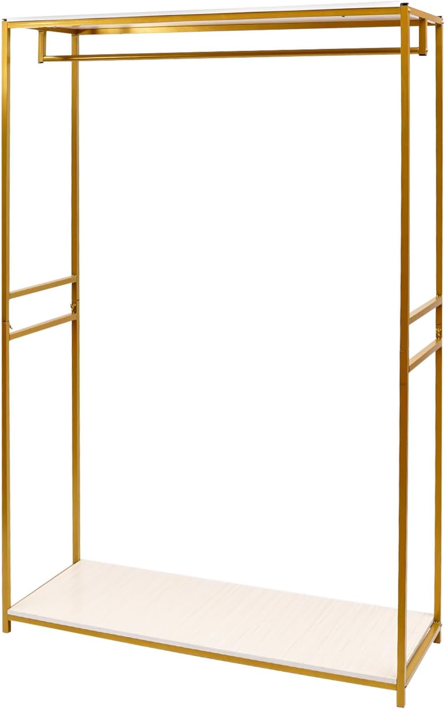 Heavy Duty Gold Clothing Rack with Shelves, Mini Closet, Freestanding Weeding Dress Retail Clothes Rack, Heavy Duty Clothing Rack with Foot Pad (47.24x17.71x74.8in)