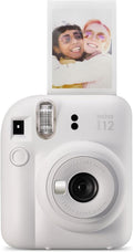 Fujifilm Instax Mini 12 Camera (Clay White, w/Extra Film (80 Sheets) + Travel Kit)