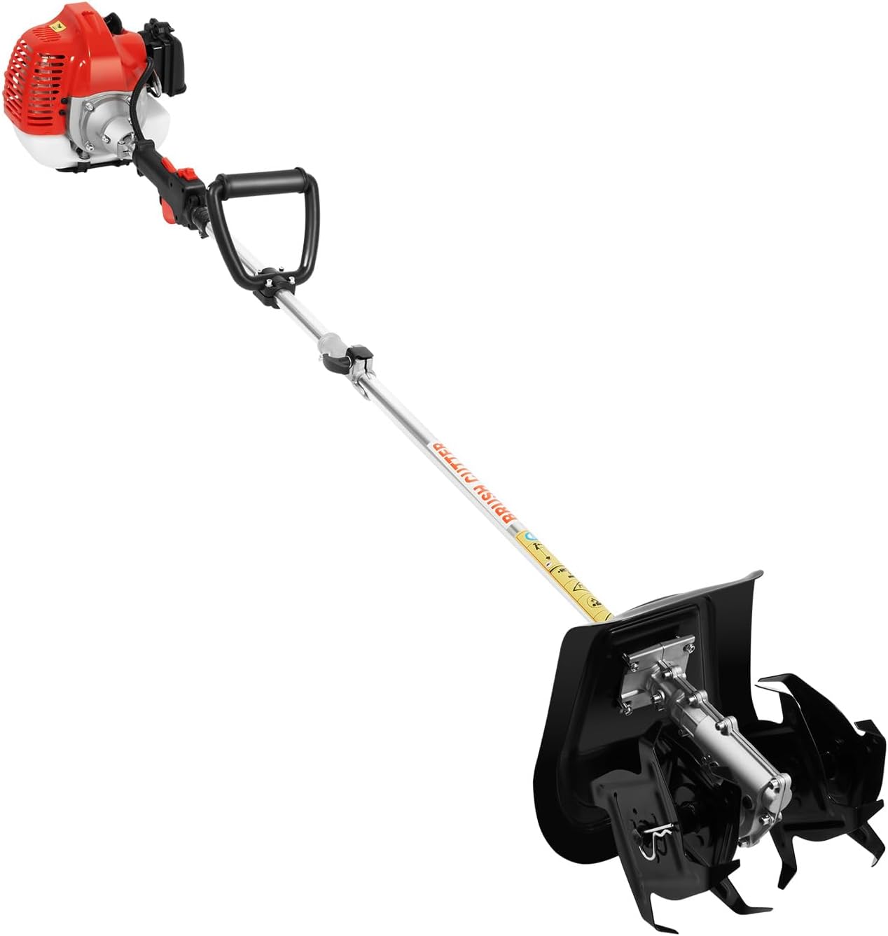 Gas Powered Tiller Cultivator 51.7CC 2 Stroke Handheld Tiller Cultivator Air-Cooled Engine Cordless Rototiller Garden Tool for Loosen Soil, 9.8in Cultivation Width