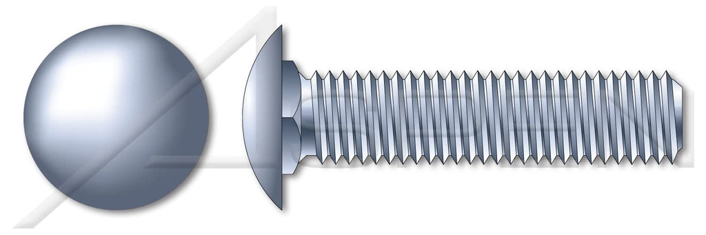 (2000 pcs) 1/4'-20 X 5/8', Carriage Bolts, Round Head, Short Square Neck, Full Thread, A307 Steel, Zinc