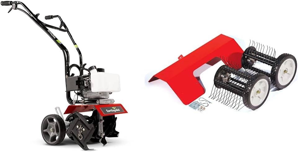 Earthquake 31635 MC33 Mini Tiller Cultivator, Powerful 33cc 2-Cycle Viper Engine & DK43 Dethatcher Attachment Kit for Cultivators