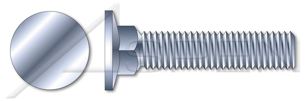 (900 pcs) 1/4'-20 X 2-1/2', Carriage Bolts, Flat Head, Square Neck, Full Thread, A307 Steel, Zinc