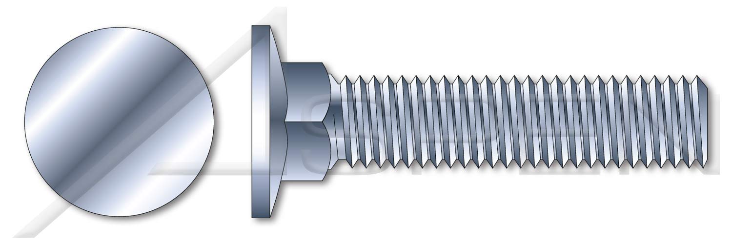 (900 pcs) 1/4'-20 X 2-1/2', Carriage Bolts, Flat Head, Square Neck, Full Thread, A307 Steel, Zinc