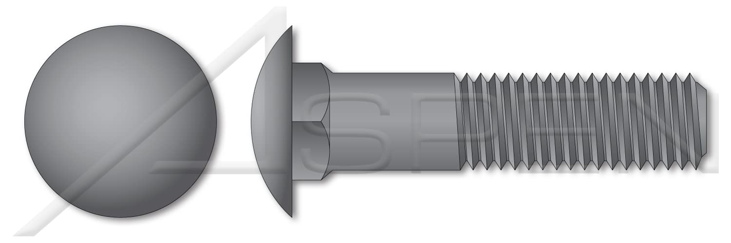 (100 pcs) M10-1.5 X 110mm, DIN 603 / ISO 8677, Metric, Carriage Bolts, Round Head, Square Neck, Class 4.6 Steel
