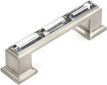 10 Pack - Cosmas 6598SN-C Satin Nickel with Clear Glass Cabinet Handle Pull - 3' Inch (76mm) Hole Centers