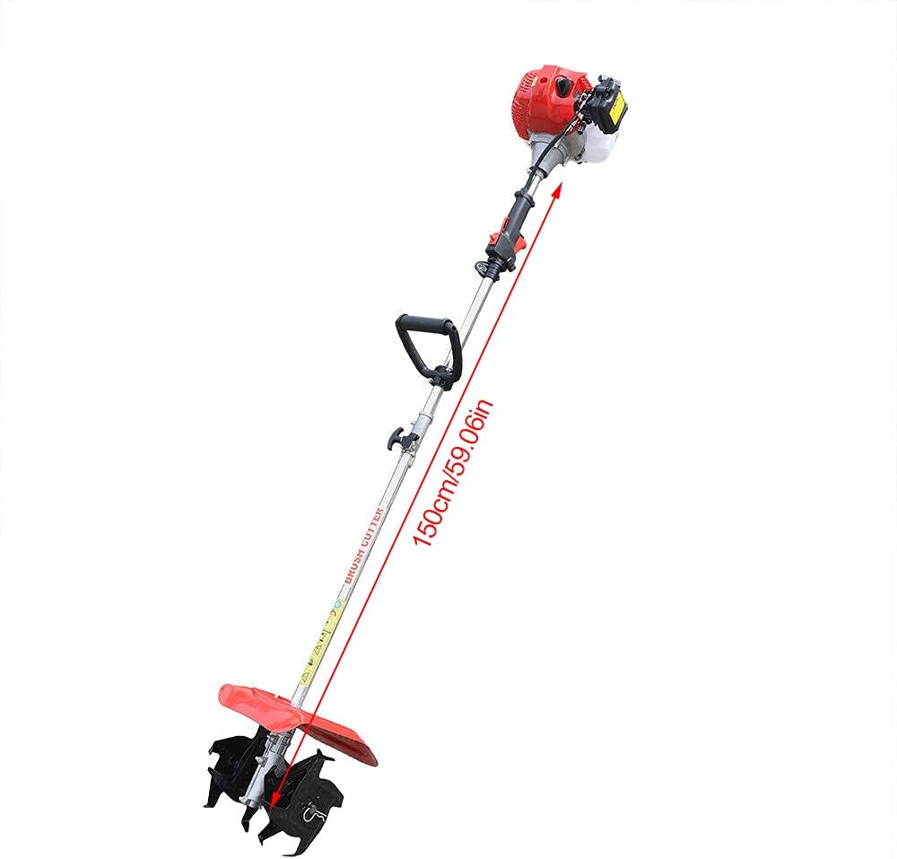 42.7CC Handheld Tiller Cultivator Garden Gas Powered Engine Air Cooled Mini Garden Rotary Cultivator Rototiller Cordless Weeding Tilling Tool 1.25kw 2-Stroke