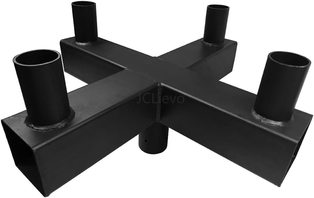 Quad 90 Degree Bull Horn Tenon with 4 Tenons,Bronze Low Profile Bullhorn Light Pole Brackets,Top Tenons Fits with 2 3/8' Slip Fit Mount,Powder Coated Finish