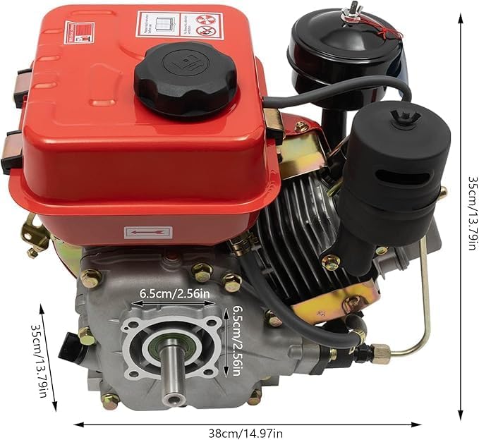 4-Stroke Diesel Engine,3HP Single Cylinder Diesel Engine with Air Cooling Recoil Starter System Diesel Engine Diesel Motor for Micro-Tiller, Irrigation Machine (4-Stroke 3HP Red)