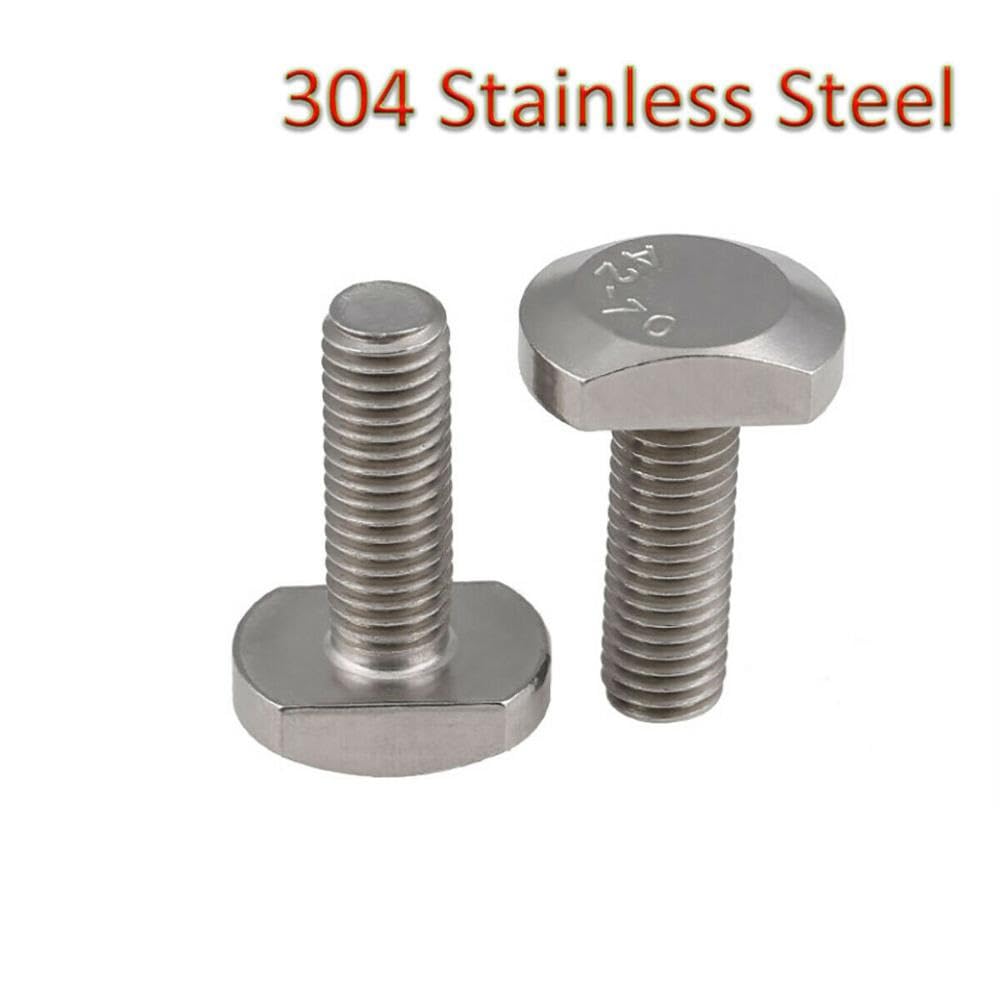 M5 M6 M8 M10 M12 T Bolts T Screw Square Head Screws 304 Stanless Steel GB37 Hammer Head Bolts for T-Slot(16mm,M5(20pcs))