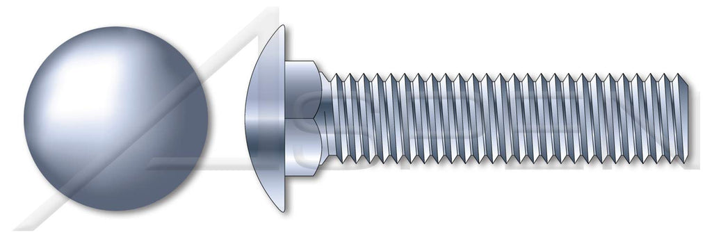 (700 pcs) 1/4'-20 X 2-1/2', Carriage Bolts, Round Head, Square Neck, Full Thread, A307 Steel, Zinc