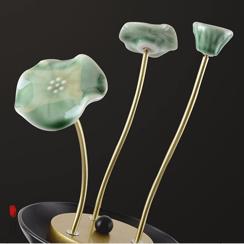 Standing lamp Vintage Floor Lamp 3 Pack Lamp Set of 2 Table Lamps&1 Floor Lamp Wrought Iron 3-Piece Lamps Set with Ceramic Lotus Leaf Design Tall Standing Pole Light
