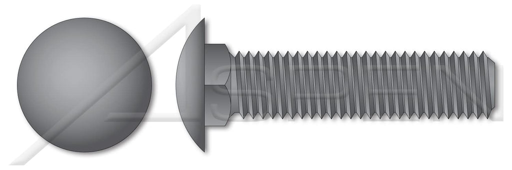 (3500 pcs) 1/4'-20 X 5/8', Carriage Bolts, Round Head, Square Neck, Full Thread, A307 Steel, Plain
