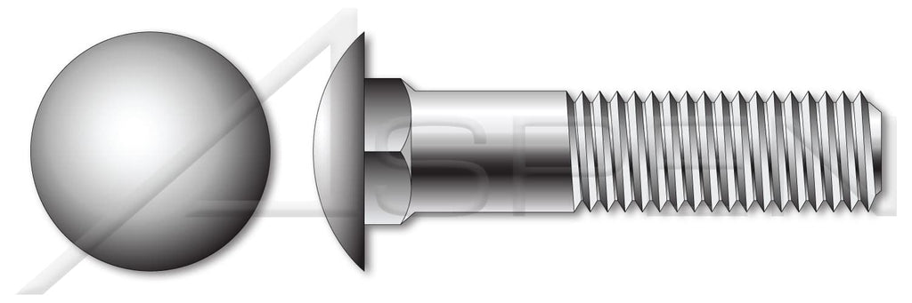 (300 pcs) M8-1.25 X 16mm, DIN 603 / ISO 8677, Metric, Carriage Bolts, Round Head, Square Neck, A4 Stainless Steel