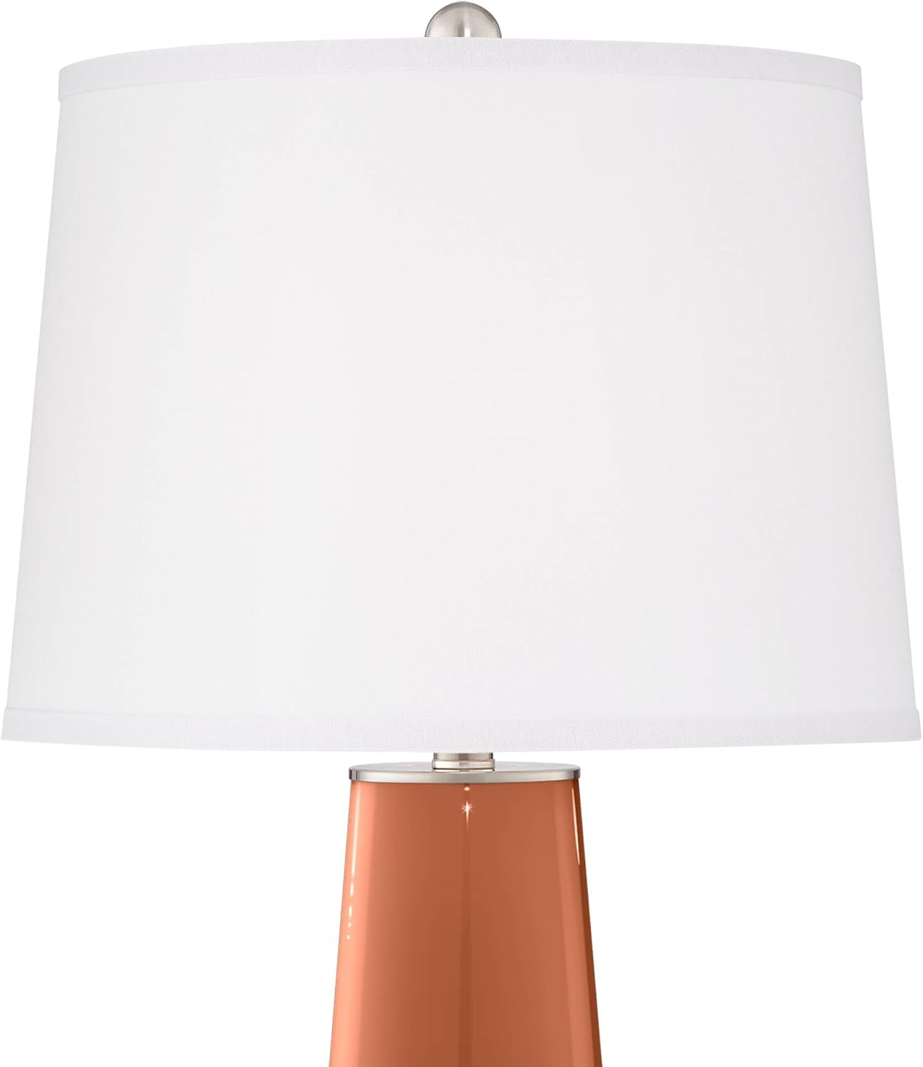 Color + Plus Leo Modern Table Lamps 29 1/2' Tall Set of 2 Robust Orange Glass Tapered Column Plain White Drum Shade Decor for Bedroom Living Room House Home Bedside Nightstand Office Family